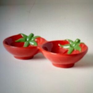 ❤️ ANTHROPOLOGIE TOMATO DOLOMITE DOUBLE PINCH BOWL NEW